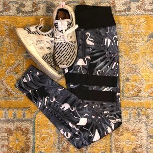 🌸Flamingo Tropical Leaf Print Yoga Leggings✨